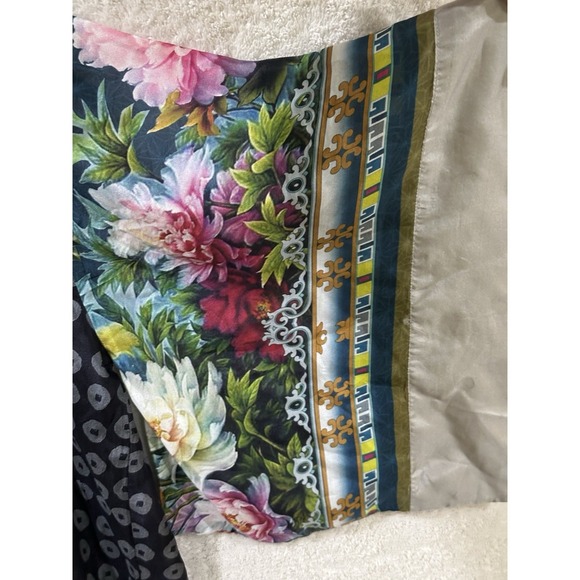 Johnny Was Camuba Heaven 100% Silk Long Kaftan  Medium Floral Boho Designer - Picture 5 of 12